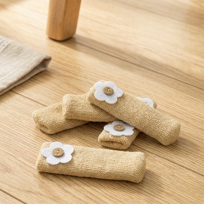 알럽홈 프릴 플라워 니트 의자 다리 커버 L261-0199, 플라워크림, 16개