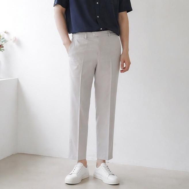 男士夏季九分直筒涼感西裝褲