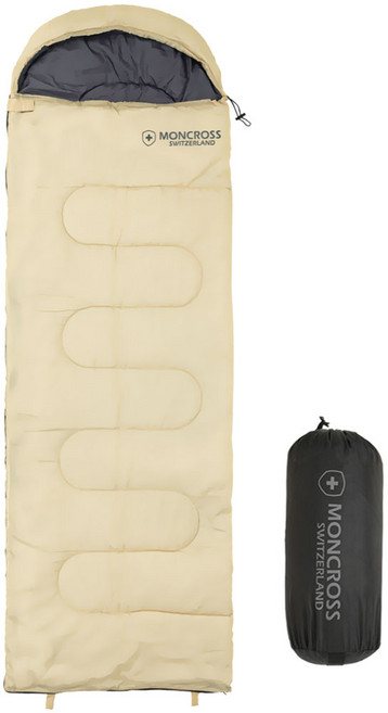 몽크로스 바젤 머미형 컴팩트 캠핑 침낭 + 압축가방, 옐로우, 1세트