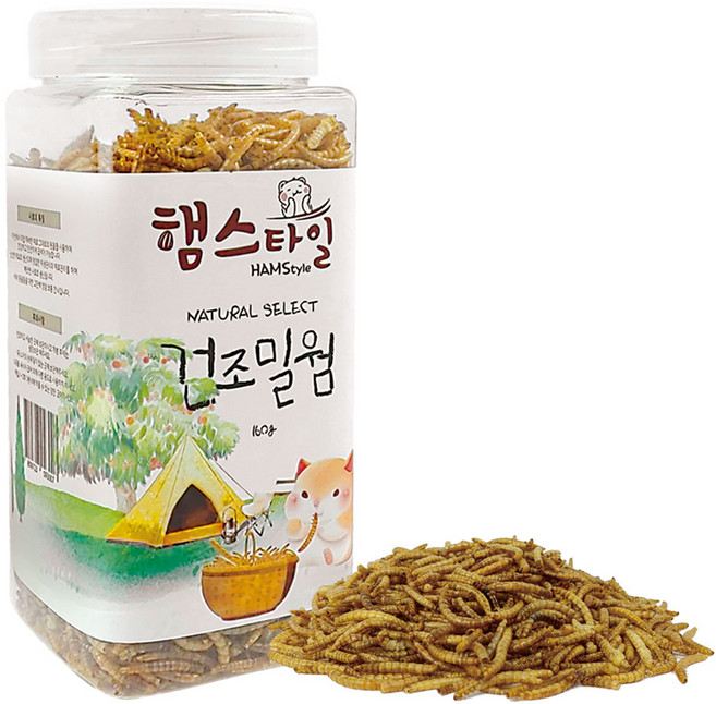 햄스타일 반려동물 내츄럴 셀렉트 건조밀웜 간식, 160g, 1개