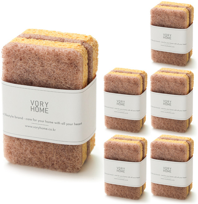 보리홈 사이잘 셀룰로오스 양면 수세미, 6개, 2개입