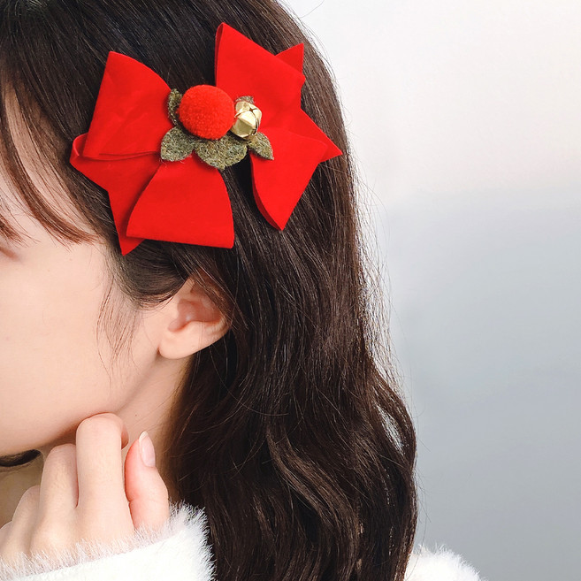 젤루나 크리스마스 미니 트리 리본 루돌프 꼬깔 산타모자 헤어 머리핀 H-149