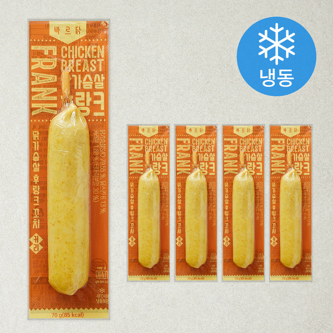 바르닭 닭가슴살 후랑크 꼬치 커리 (냉동), 70g, 5개