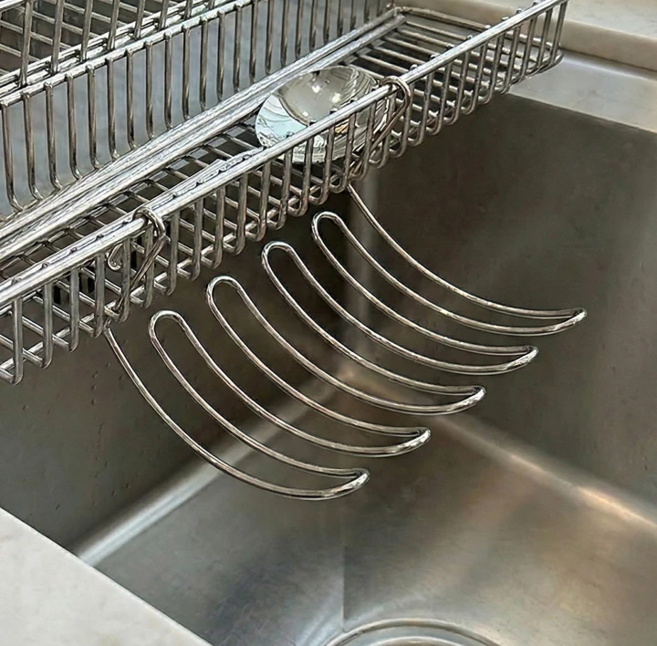 람스홈 스테인레스 싱크대 수세미 거치대 후크형, 실버, 1개