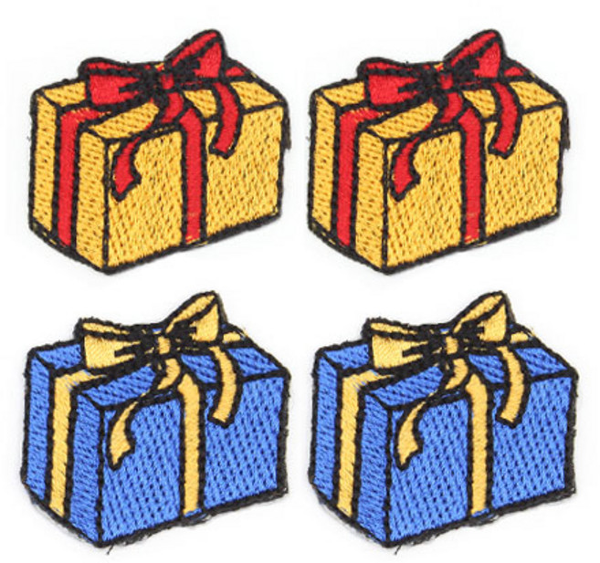 열접착식 선물상자 와펜 2종 x 2p 세트, 레드, 옐로우, 1세트