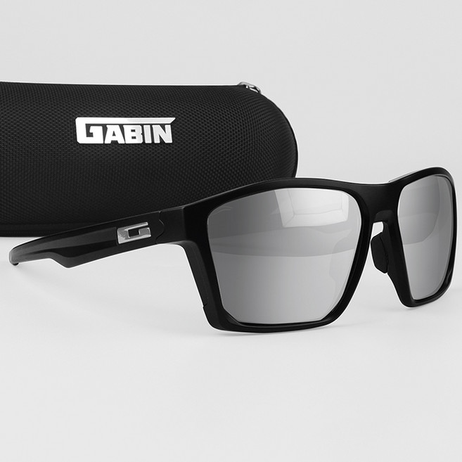 gabin Style Horn 大尺寸運動偏光太陽眼鏡 G110, C006 黑色銀色鏡面鏡片, 1個