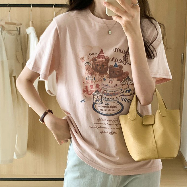 메이첼 여성용 베어 프랜즈 해피데이 데일리 티셔츠 10401