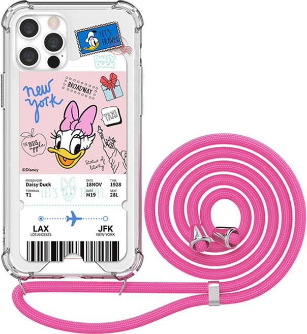 아이컬러즈 디즈니 시티 트래블 투명 방탄 강화 목걸이 휴대폰 케이스
