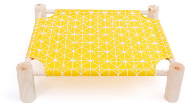 강아지 고양이 원목 이동식 해먹침대, 옐로우, 1개