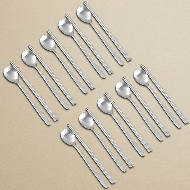 윌리브 국산 스텐 로이스 수저세트, 매트 실버, 숟가락 + 젓가락, 10세트