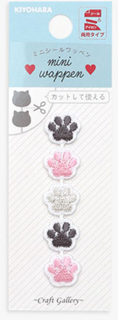 기요하라 메탈 포인트 자수 접착와펜 5종 세트, 냥이발자국, 1세트