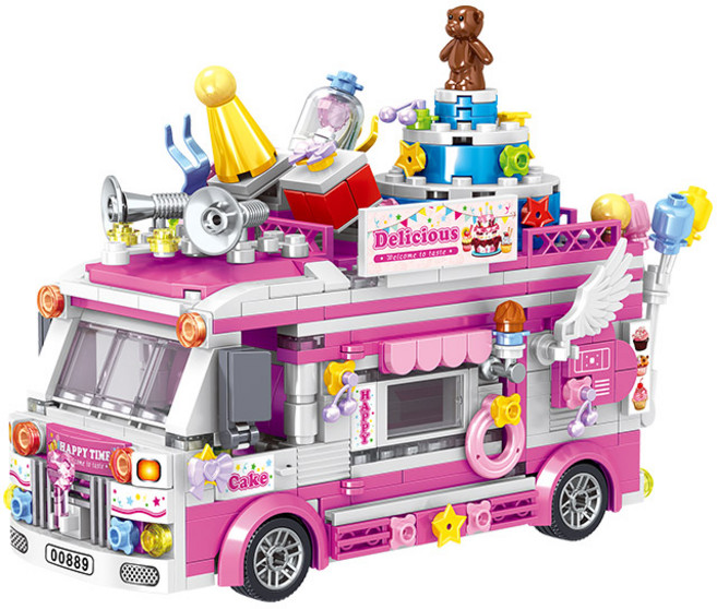 LIN07 미니블럭 아토미니 케이크트럭 00889LI, 혼합색상, 1개