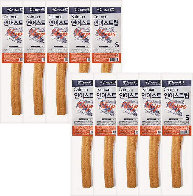 네츄럴이엑스 강아지 연어스트립 수제간식 S, 연어맛, 7g, 10개