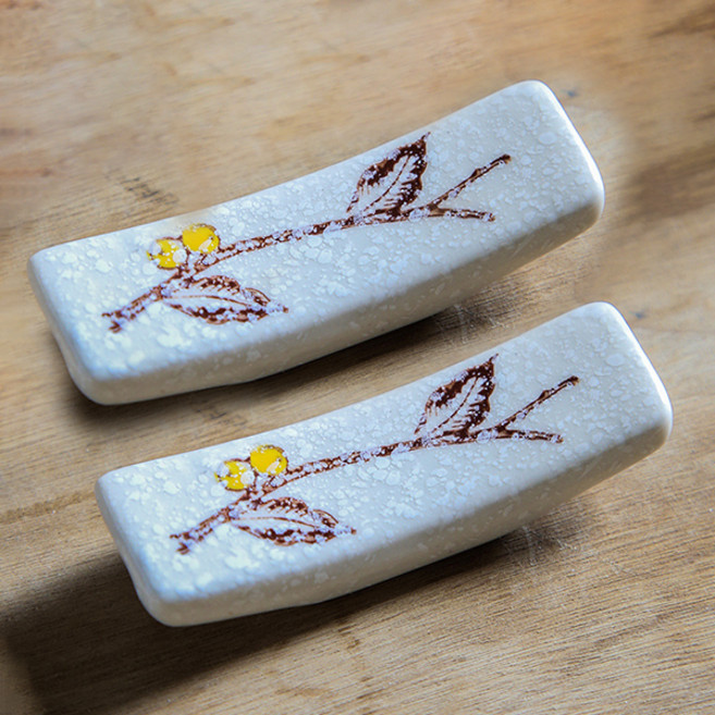 프렌치마르스 전통 도자기 수저받침대 MMM3375, 꽃과새, 2개