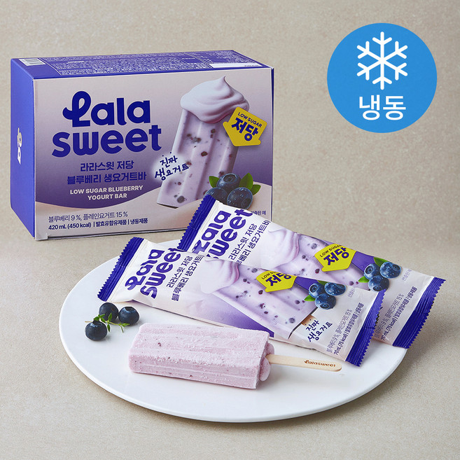 라라스윗 저당 블루베리 생요거트바 (냉동), 1개, 6개입, 70ml