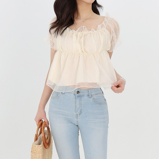 모이르벨라 캔디 프릴 오프숄더 블라우스 T24SS2-A0054