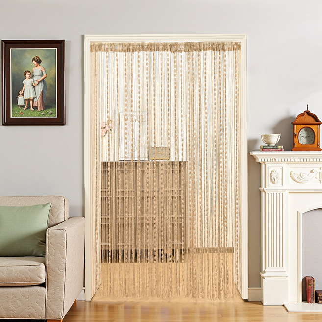 엑스터 포인트 실커튼 공간분리 봉집형 가림막 커튼, 샴페인