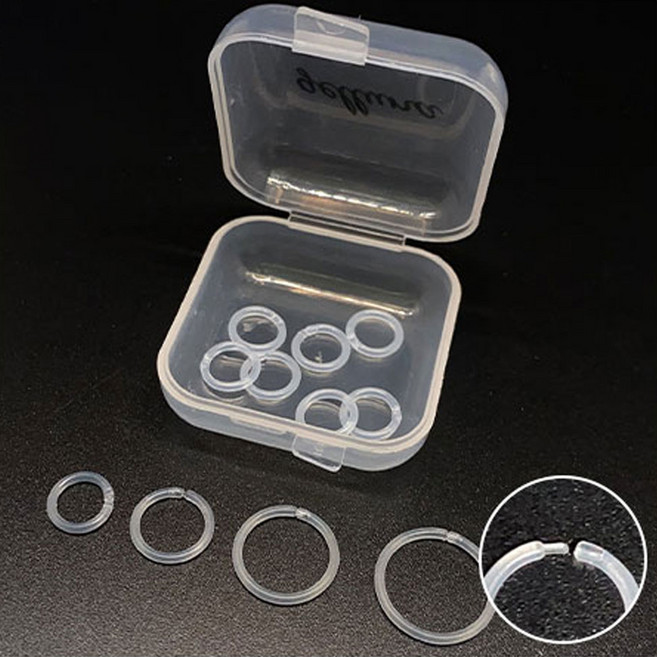 gelluna 簡約壓克力矽膠耳環 內徑8mm 6件組附收納盒 24號 透明單觸環 6件組(內徑8mm)