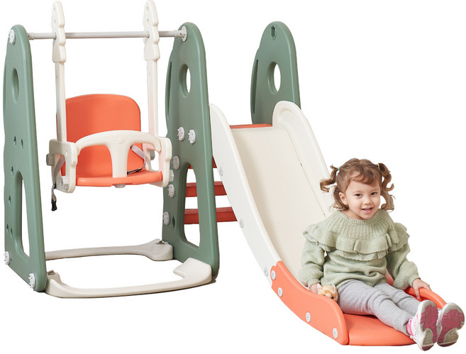 BeneBene 헬로 디노 미끄럼틀 + 그네 세트, 그린, 1세트
