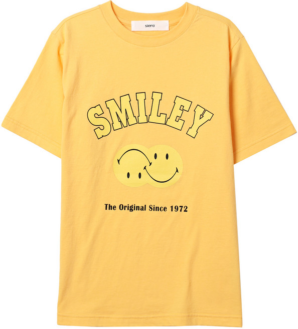 시에로 스마일리 더블 심볼 프린트 통기성 반팔 티셔츠 SH6TSU186