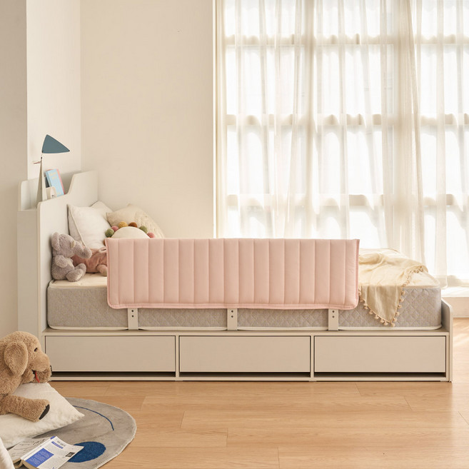 젠티스 어린이 침대 안전가드 전용 패브릭 마이크로 커버 120cm, 딸기우유핑크