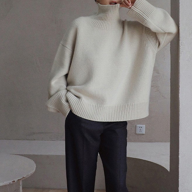 메이첼 여성용 플라 루즈핏 폭닥 터틀넥 스웨터 10939