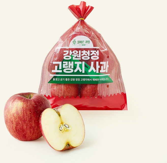 올바른과일 강원 고랭지 사과 중과 5~6개입, 1개, 1.3kg