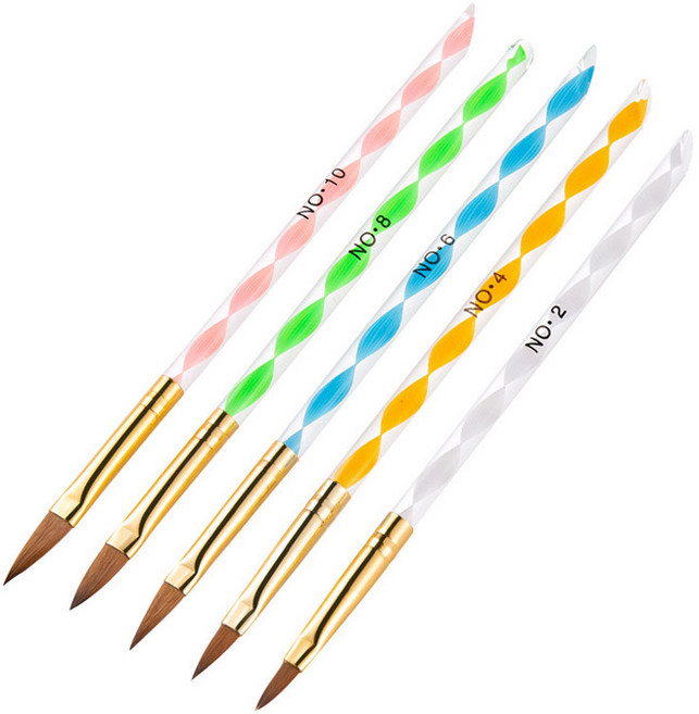 아크릴 네일브러쉬 5종 세트 KN-B3006, 1세트, 혼합색상