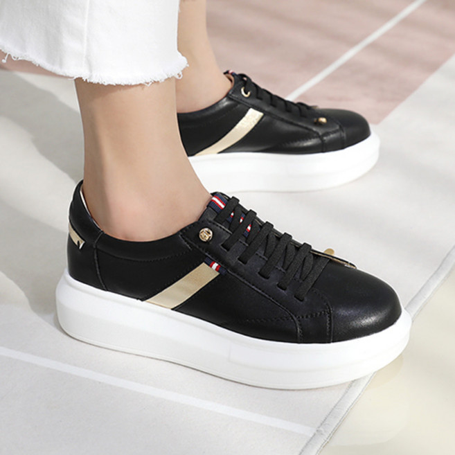 J SHOE 牛皮Hello厚底綁帶運動鞋