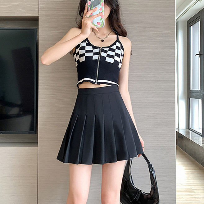 메이첼 러블 A라인 속바지 있는 플리츠 미니 스커트 10638