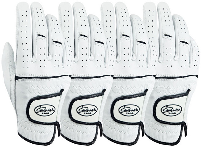 Marcia GOLF 男款羊皮舒適透氣孔高爾夫手套 右手用, 黑色線條, 4個