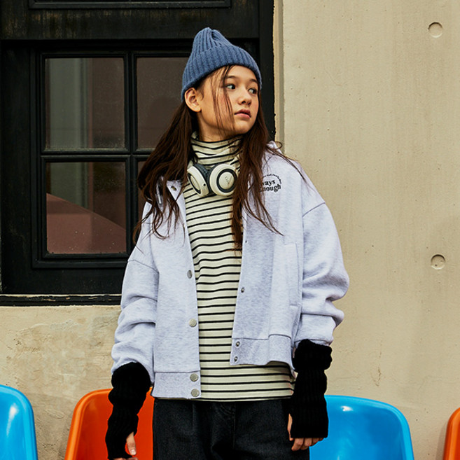 에스핏 기모 스트라이프 목폴라 티셔츠