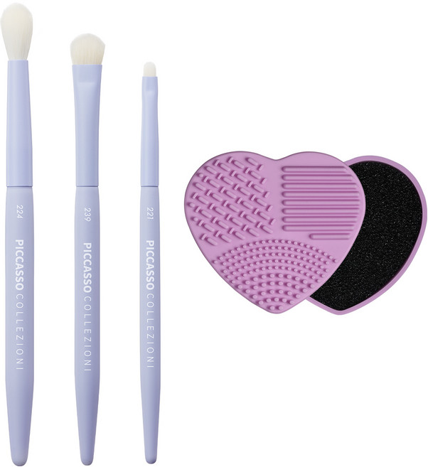 피카소꼴레지오니 퍼플 에디션 아이섀도우 브러쉬 3종 + 브러쉬 클렌징 매트 포도, 1개, 연보라