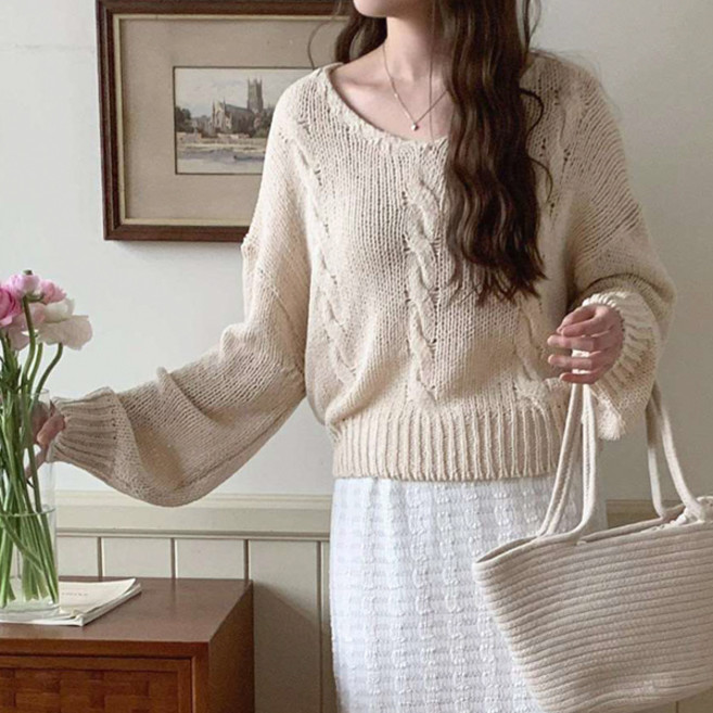 봉봉스토리 듀트 꽈배기 니트 임산부 티셔츠