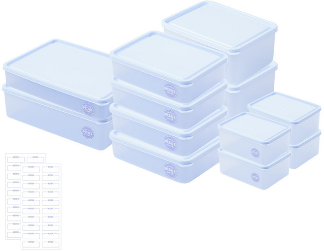 비트리프레시 냉동실 정리 용기 혼합세트4 300ml 4개+600ml 4개+1.0L 2개+1.5L 1개+2.3L 1개+라벨지 2장, 1세트, 혼합세트 4