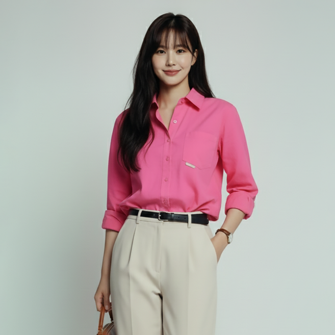 페이퍼먼츠 여성용 사일리 뒷트임 루즈핏 카라 셔츠 13905