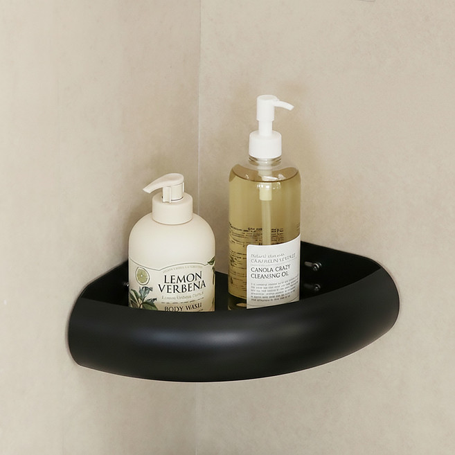 달팽이리빙 메종치비네 몽글몽글 무타공 욕실 코너선반, 블랙, 1개