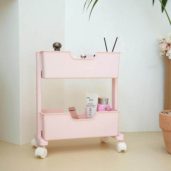 보노하우스 로만 슬림 트롤리 2단, 모던핑크, 1개