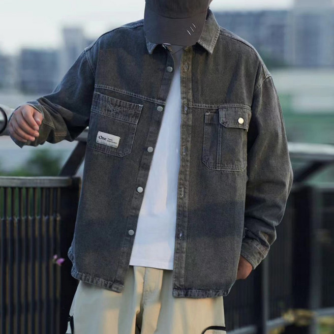 男士水洗復古寬版襯衫