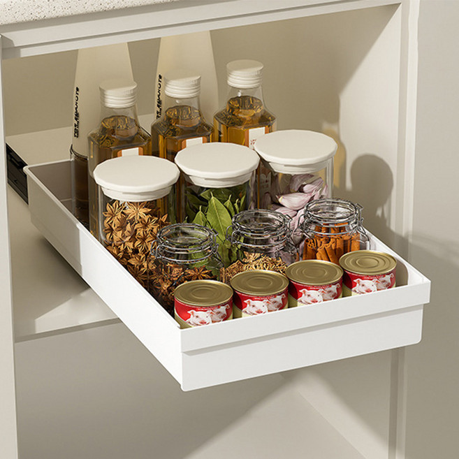 앤티스 무타공 싱크대 정리 당겨쓰는 슬라이드 수납트레이, 화이트, 1개