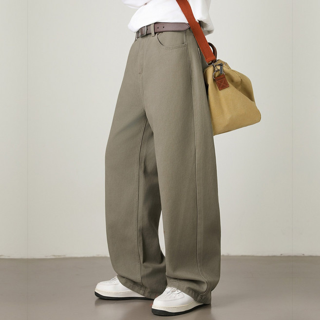 벨로시티 남녀공용 와이드 스트레이트 밴딩 면 치노 팬츠