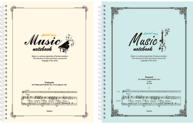 미소로 5000 음악 스프링 노트 2종 세트 2313, 아이보리 + 민트, 1세트