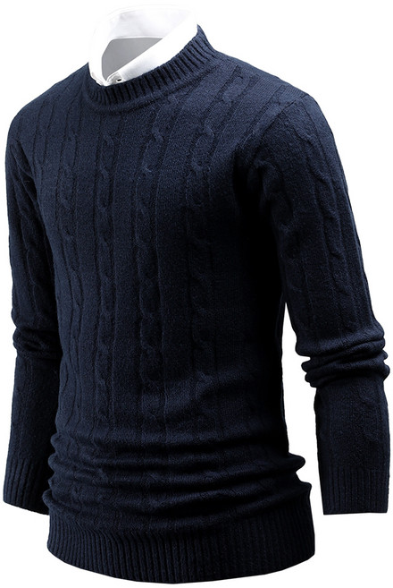 다꾸앙 남성용 패션 스웨터 차분하게 꽈배기 라운드넥 긴팔 니트 D08M13_tn3068