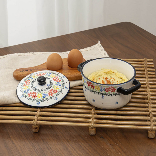 프라카 폴란드풍 도자기 핸들 계란찜기, 마가렛, 1개