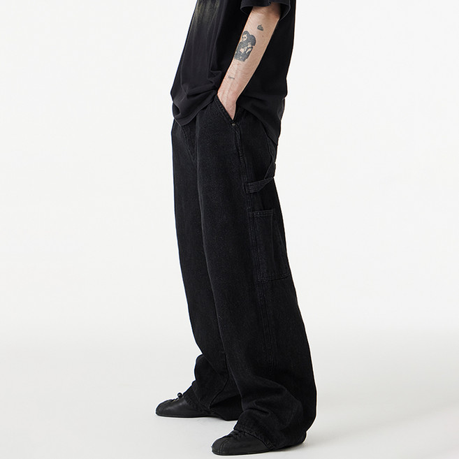 어반에이지 남녀공용 카펜터 와이드 데님 팬츠