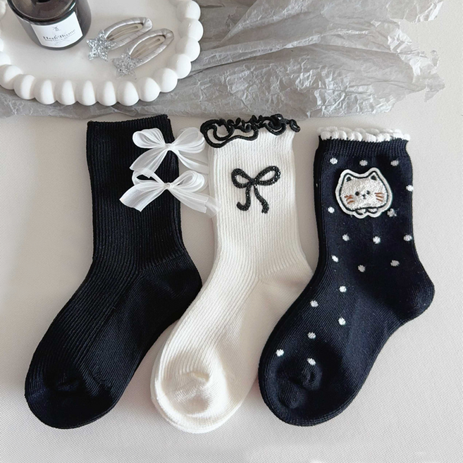 비단길 아동용 디비캣 모노리본 양말 3켤레