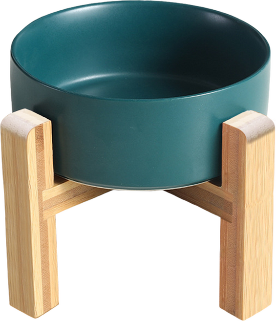 毛皇上 加高木架陶瓷碗 小 13cm, 綠色, 1個