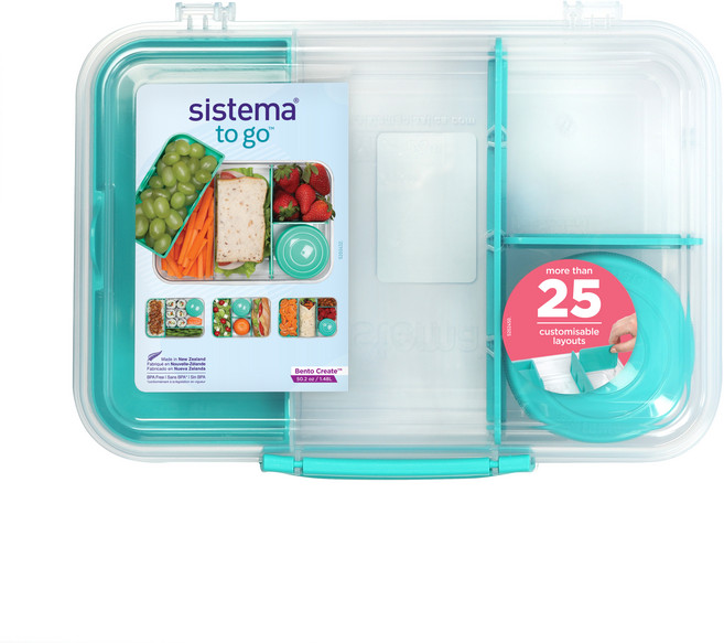 시스테마 벤토 크리에이티브 런치박스 샌드위치 샐러드 도시락통 1.48L, 민티틸, 1개