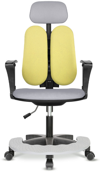 체어포커스 터디 발받침대 헤더형 3각팔 블랙바디의자 TD07R, 패브릭 그레이그린