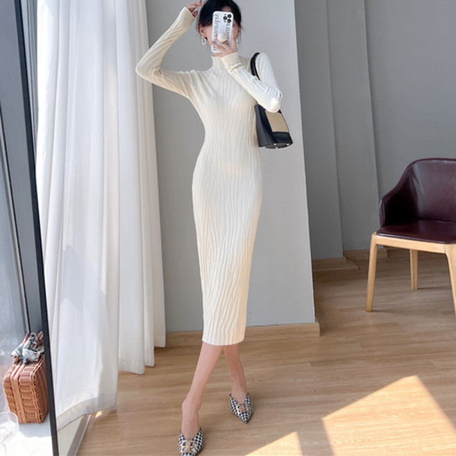 POPLARNC Evelyn 針織連身裙, 米色